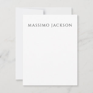 Own Name Calligraphy Chic Plain Simple Black White Card