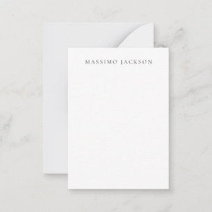Own Name Calligraphy Chic Plain Simple Black White Card