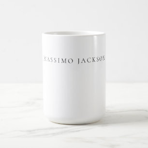 Own Name Calligraphy Chic Plain Simple Black White Coffee Mug