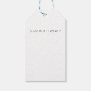 Own Name Calligraphy Chic Plain Simple Black White Gift Tags