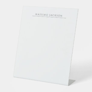 Own Name Calligraphy Chic Plain Simple Black White Pedestal Sign