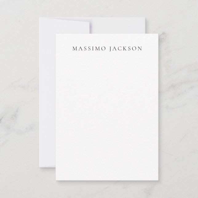 Own Name Calligraphy Chic Plain Simple Black White RSVP Card (Front)