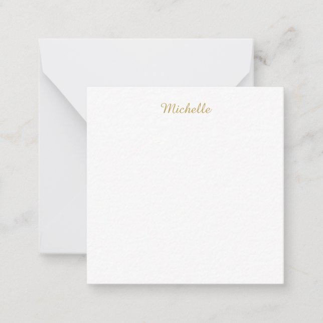 Own Name Creative Trendy Gold Colour Script Card (Front)