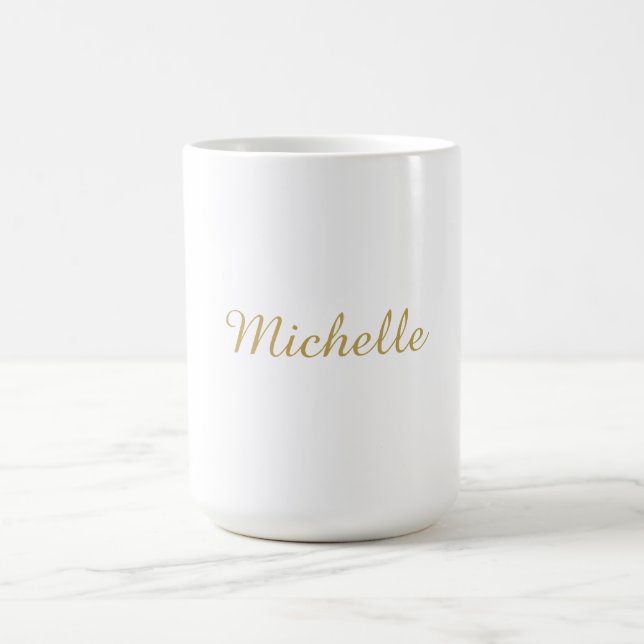 Own Name Creative Trendy Gold Colour Script Coffee Mug (Center)