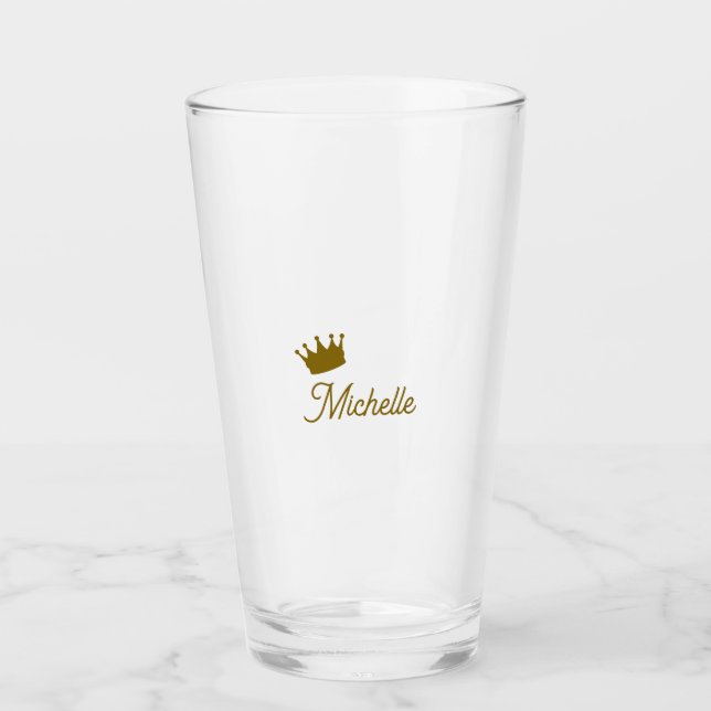 Own Name Creative Trendy Gold Colour Script Glass (Front)