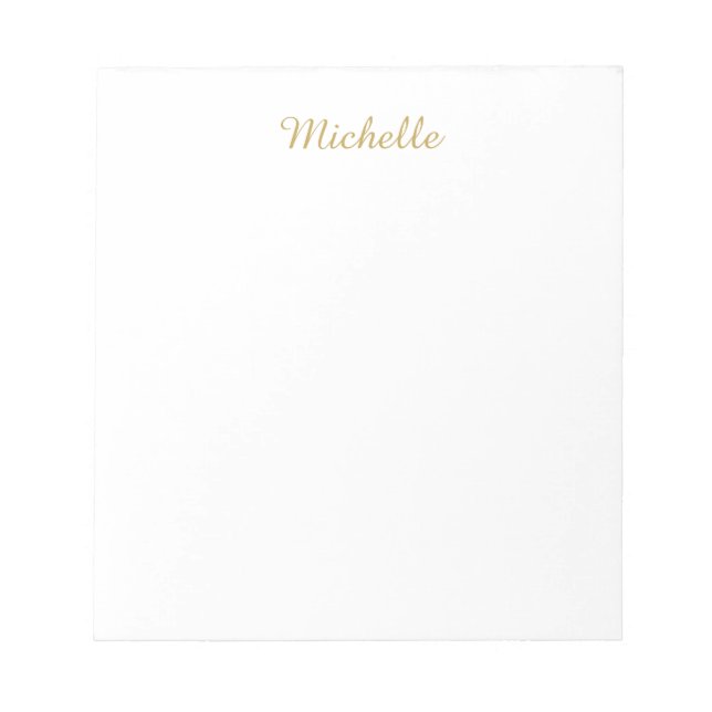 Own Name Creative Trendy Gold Colour Script Notepad (Front)
