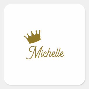 Own Name Creative Trendy Gold Colour Script Square Sticker
