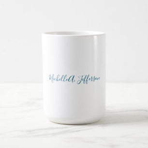 Own Name Creative Trendy White Ocean Blue Coffee Mug