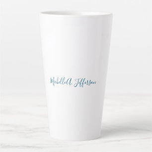 Own Name Creative Trendy White Ocean Blue Latte Mug