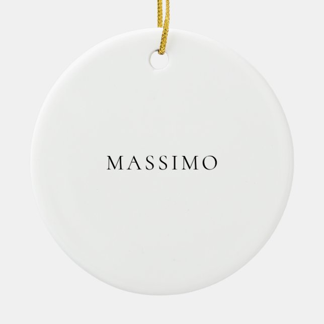 Own Name Decorative Chic Plain Simple Black White Ceramic Ornament (Front)