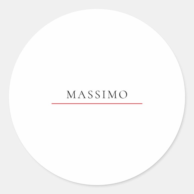 Own Name Decorative Chic Plain Simple Black White Classic Round Sticker (Front)