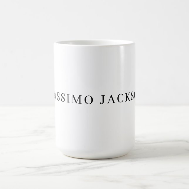 Own Name Decorative Chic Plain Simple Black White Coffee Mug (Center)