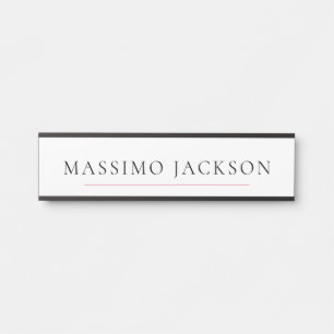 Own Name Decorative Chic Plain Simple Black White Door Sign