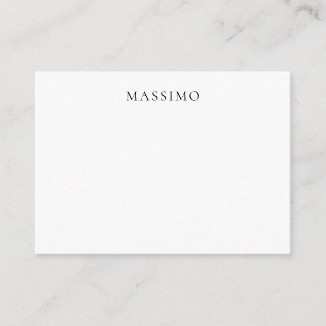 Own Name Decorative Chic Plain Simple Black White Enclosure Card (Front)