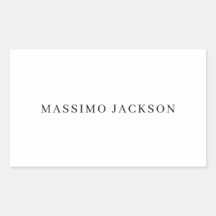Own Name Decorative Chic Plain Simple Black White Rectangular Sticker