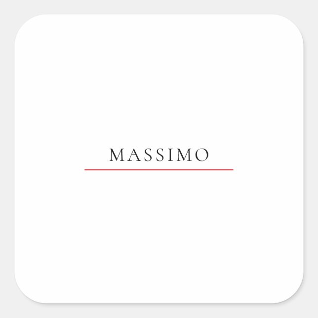 Own Name Decorative Chic Plain Simple Black White Square Sticker (Front)