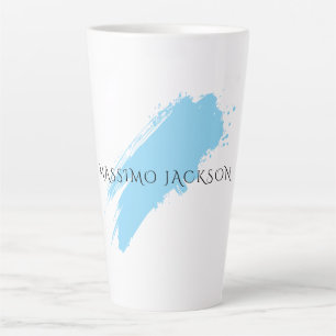 Own Name Decorative Chic Plain Simple Blue White Latte Mug