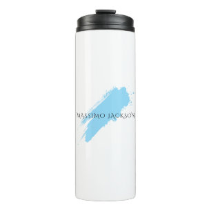 Own Name Decorative Chic Plain Simple Blue White Thermal Tumbler