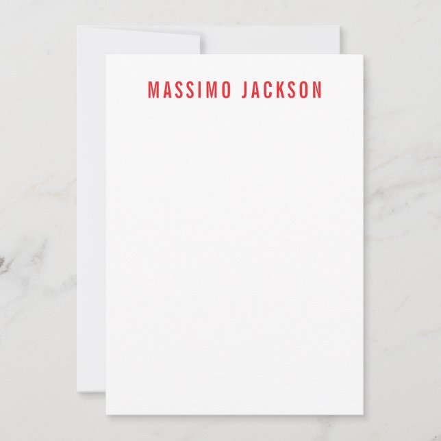 Own Name Decorative Chic Plain Simple Red White Card (Front)