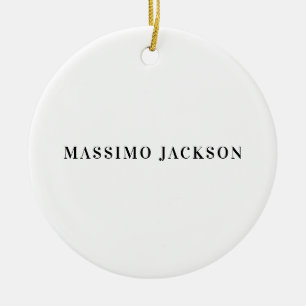 Own Name Decorative Minimalist Plain Black White Ceramic Ornament