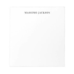 Own Name Decorative Minimalist Plain Black White Notepad