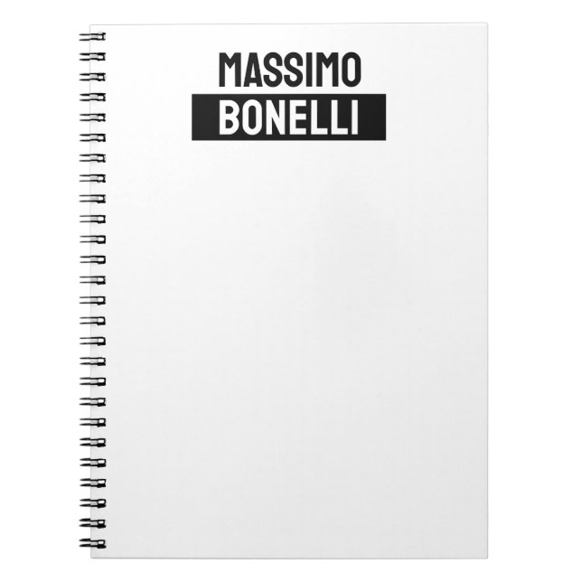 Own Name Minimalist Modern Plain Black White Notebook (Front)