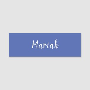 Own Name Minimalist Plain Calligraphy Script Blue Name Tag