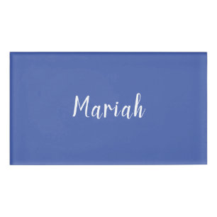 Own Name Minimalist Plain Calligraphy Script Blue Name Tag
