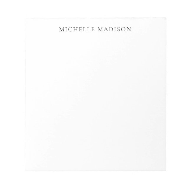 Own Name Mode Trendy Minimalist Professional Plain Notepad (Front)