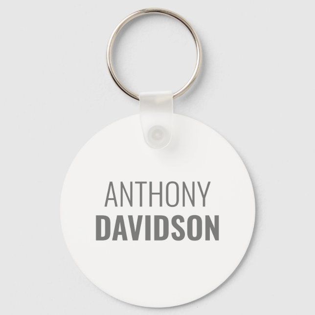 Own Name Modern Minimalist Elegant Professional Key Ring (Front)