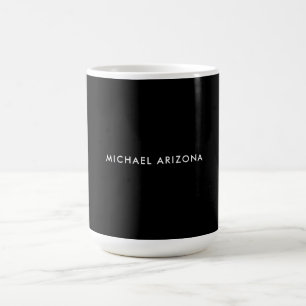 Own Name Modern Minimalist Plain Black White Coffee Mug