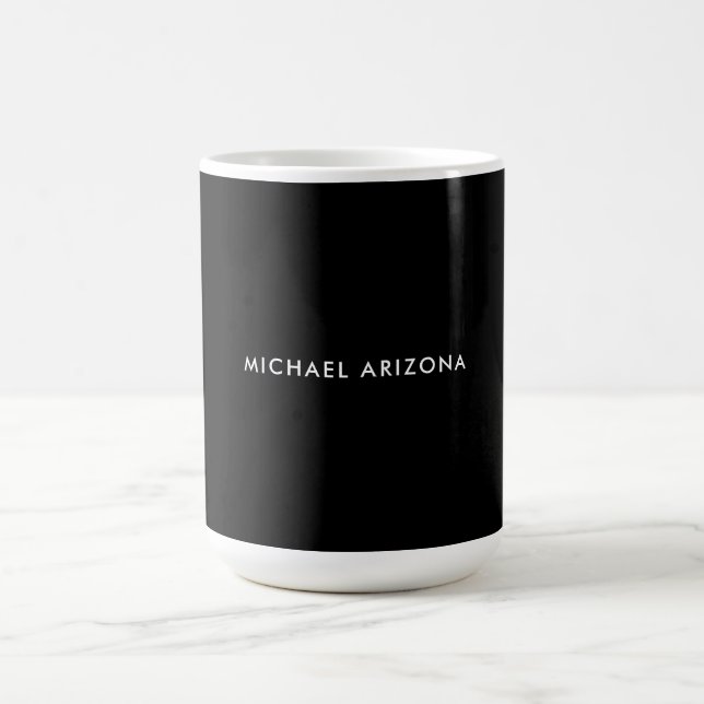 Own Name Modern Minimalist Plain Black White Coffee Mug (Center)