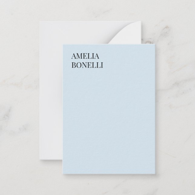 Own Name Modern Minimalist Professional Plain Blue Card (Front)