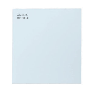 Own Name Modern Minimalist Professional Plain Blue Notepad