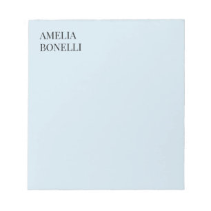 Own Name Modern Minimalist Professional Plain Blue Notepad