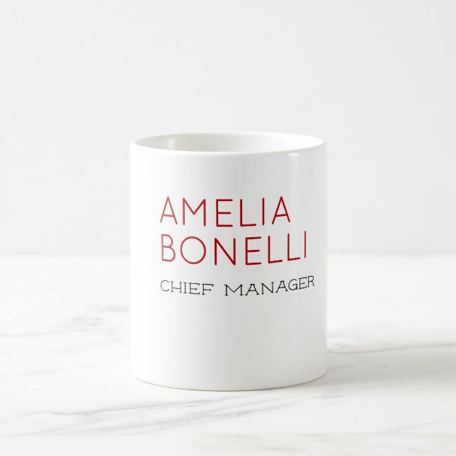 Own Name Modern Minimalist Professional Plain  Coffee Mug (Center)