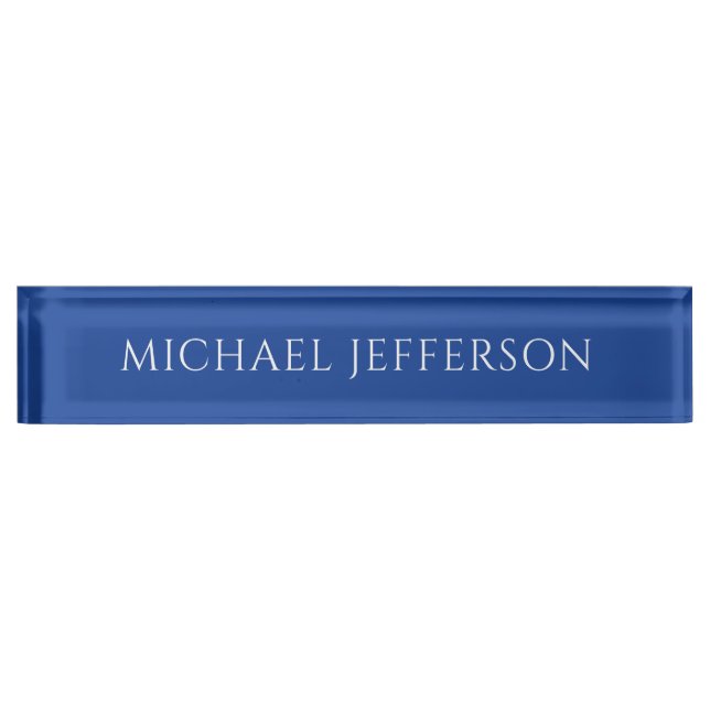 Own Name Plain Blue Color Personalized Custom Nameplate (Front)