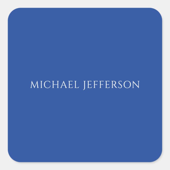 Own Name Plain Blue Color Personalized Custom Square Sticker (Front)