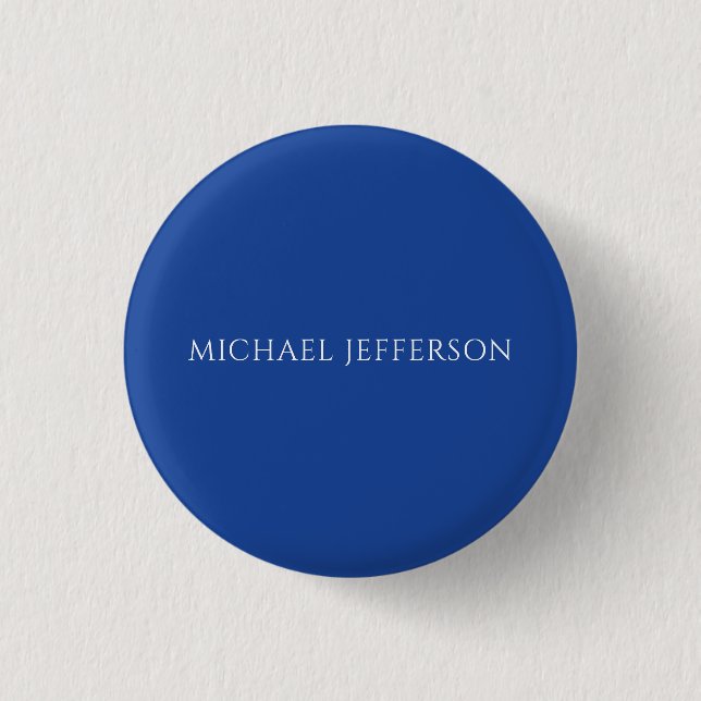 Own Name Plain Blue Colour Personalised Custom 3 Cm Round Badge (Front)