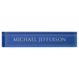 Own Name Plain Blue Colour Personalised Custom Nameplate