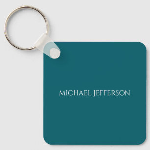 Own Name Plain Dark Teal Color Personalized Custom Key Ring