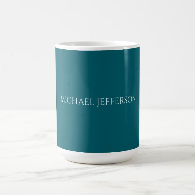 Own Name Plain Dark Teal Colour Personalised Custo Coffee Mug (Center)
