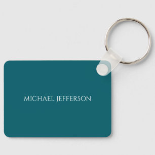 Own Name Plain Dark Teal Colour Personalised Custo Key Ring