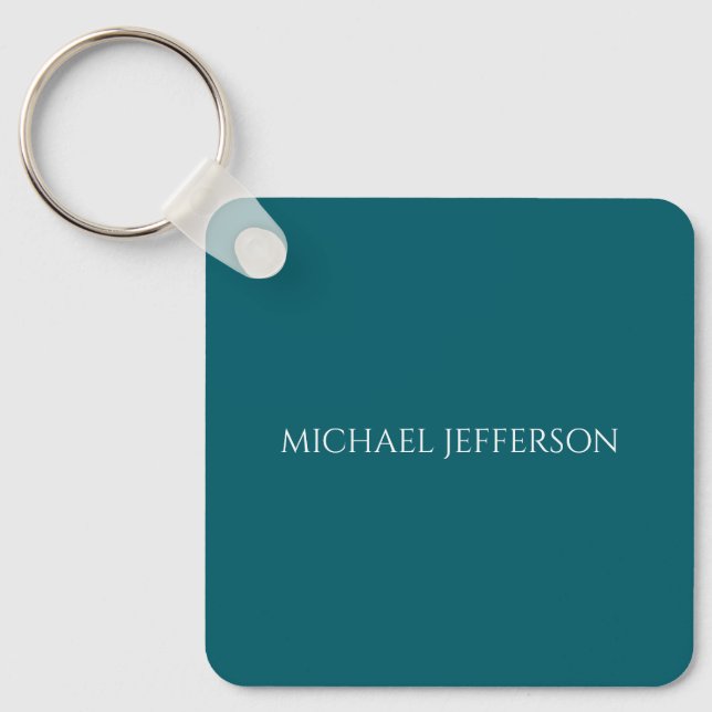 Own Name Plain Dark Teal Colour Personalised Custo Key Ring (Front)
