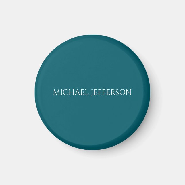Own Name Plain Dark Teal Colour Personalised Custo Magnet (Front)