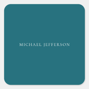 Own Name Plain Dark Teal Colour Personalised Custo Square Sticker