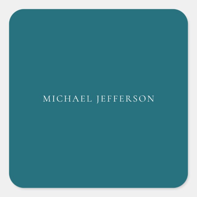 Own Name Plain Dark Teal Colour Personalised Custo Square Sticker (Front)