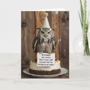 Own on birthday cake holding note with feet card
