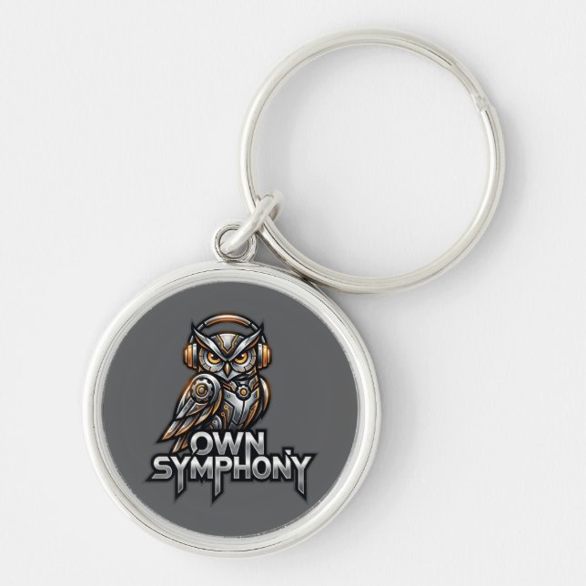 Own Symphony – Futuristic Music Owl Key Ring (Front)