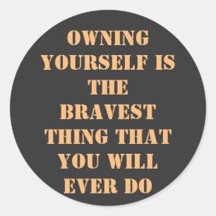 Own Yourself Motivational Words with simple Text  Classic Round Sticker